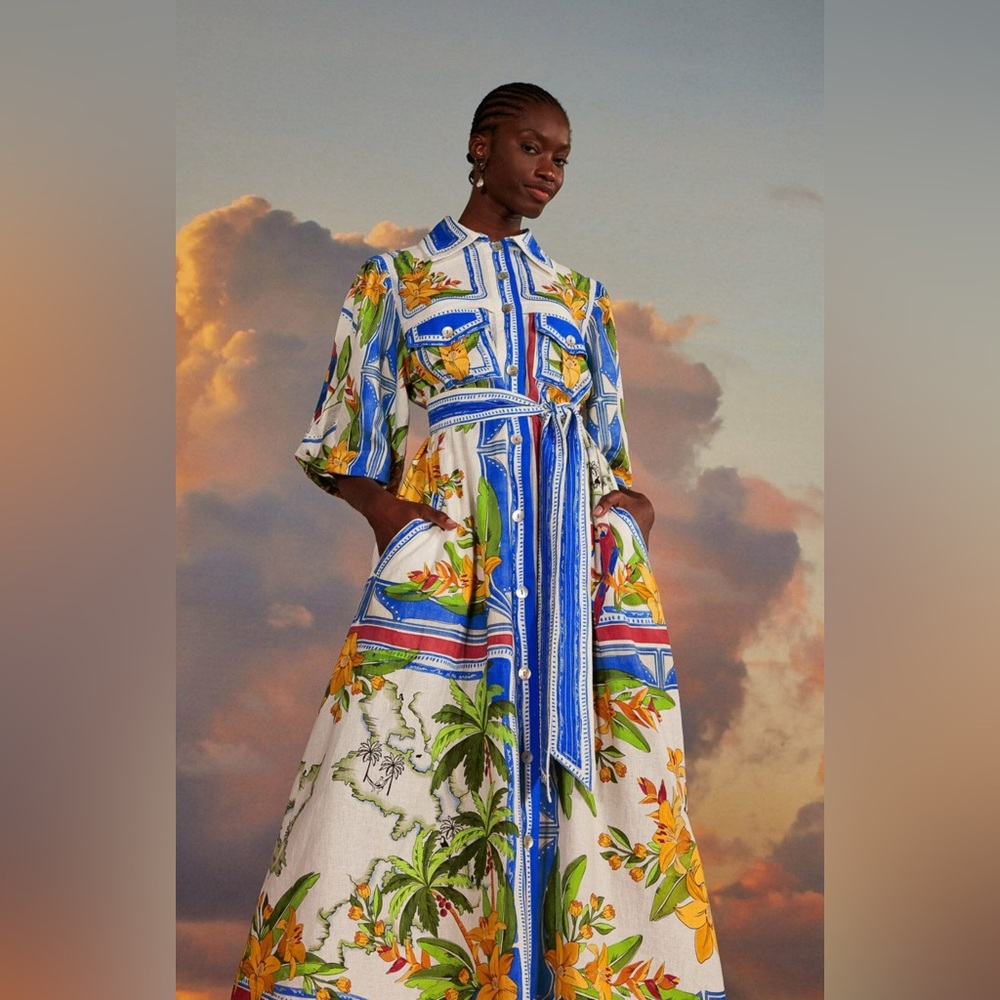 FARM RIO Off-White Tropical Destination Midi Dress - Picture 6 of 6